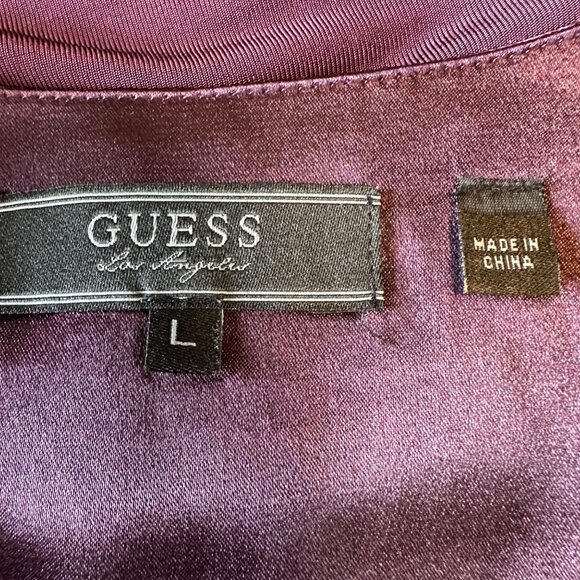 Guess Womens Sleeveless Drape Front Top Size L Viscose Blend Plum - Picture 11 of 11